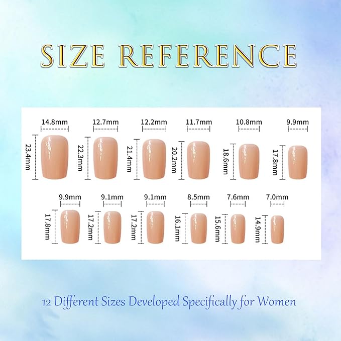 Gold Press on Nails Medium Gold French Tip Fake Nails Square Shape False Nail Tips Nude Pink Full Cover Glue on Nails Medium Length Stick on Nails Glossy French Tip Nails Press ons for Women 24 Pcs