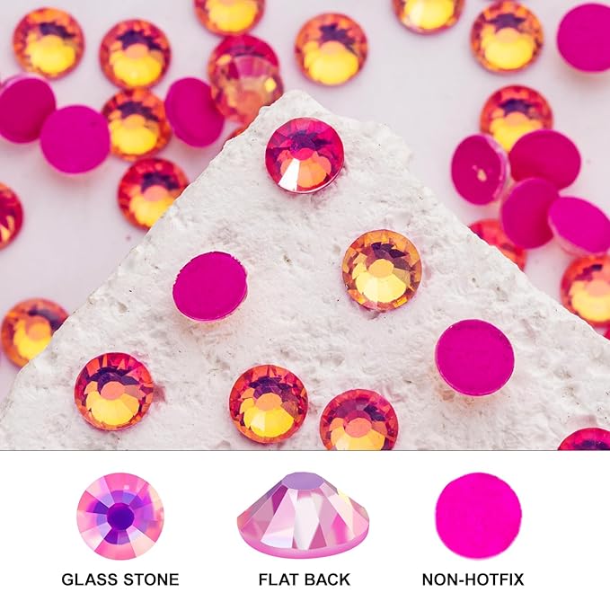 Novani 576 Pieces Flatback Rhinestones Glass Round Gems F-Rose Crystals for Nail Art DIY Crafts Clothes Shoes,SS30,6.4-6.6mm