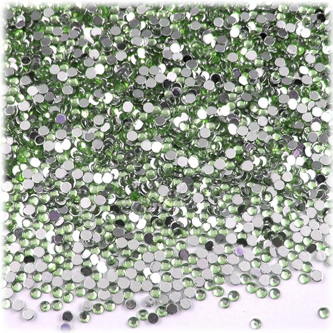 The Crafts Outlet 5,000pc Rhinestones Round 2mm Tiny for Nails - Peridot Light Green