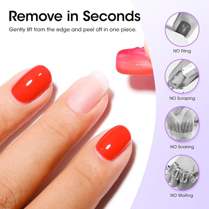 GELLEN Quick Dry Peel off Gel Base Coat, Lamp-Free Peelable Base Coat for Gel Polish, Non U V Gel for Thin & Weak Nails, Easy Removal without Damage, For Nail Practice Beginners