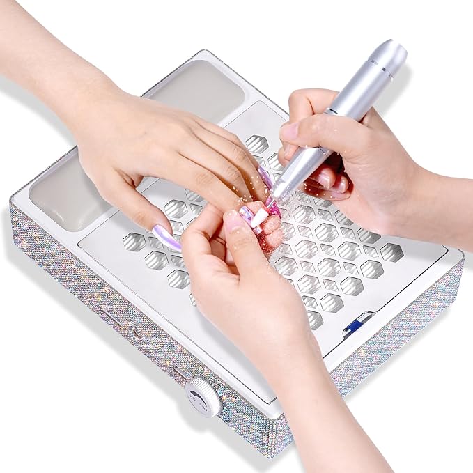 Nail Dust Collector, Cordless Dust Collector Nail Tech, Professional 550PA Vacuum Fan Vent Dust Extractor Quiet Dust Suction Machine for Acrylic Nails Polishing, Nail Salon&Home