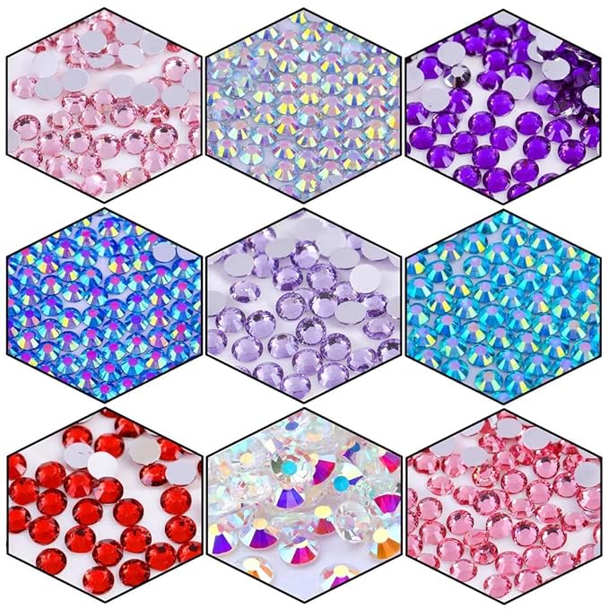 4500 Pcs SS6 2mm Flatback Rhinestones for Nails Art Crafts Glitter Round Gems Crystals DIY Clothes Shoes（Dark Purple)