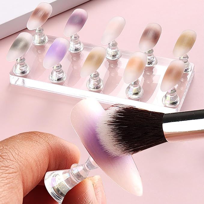 Stand for Press Ons Display Practice Art Magnetic Fake Nails Holder With 96pcs Stiletto Square Full Cover Tips, Reusable Putty for Home DIY Beginner Salon Kit Supplies