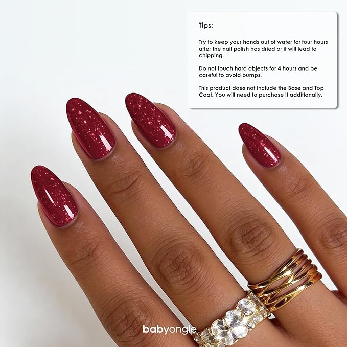 Glitter Red Nail Polish, 14 ML Quick Dry Nail Polish for Nail Art DIY Manicure at Home, Chip Resistant Nail Lacquer for Nail Art Varnish, Long Lasting, BOG130