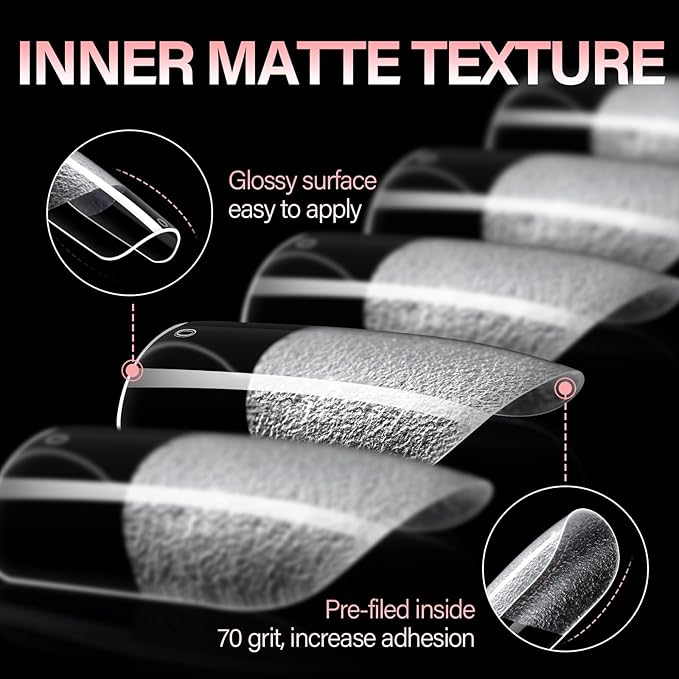 AILLSA Short Square Nail Tips - Half Matte False Nail Tips 15 Sizes 120pcs Pre-filed Nails Tips, Fake Tips Press on Nails for Home Salon Daily Nail Art