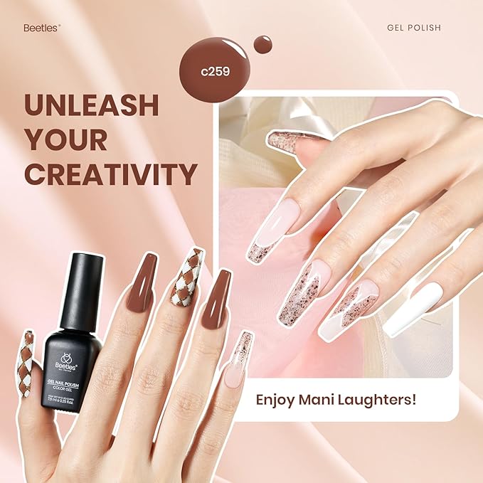 beetles Gel Polish Set, 12 Colors Brown Purple Blue Gel Polish Glitter Neutral Autumn Nails Design Soak off Uv Led Lamp Needed Soft Pulse Nail Art Design Gifts for Women