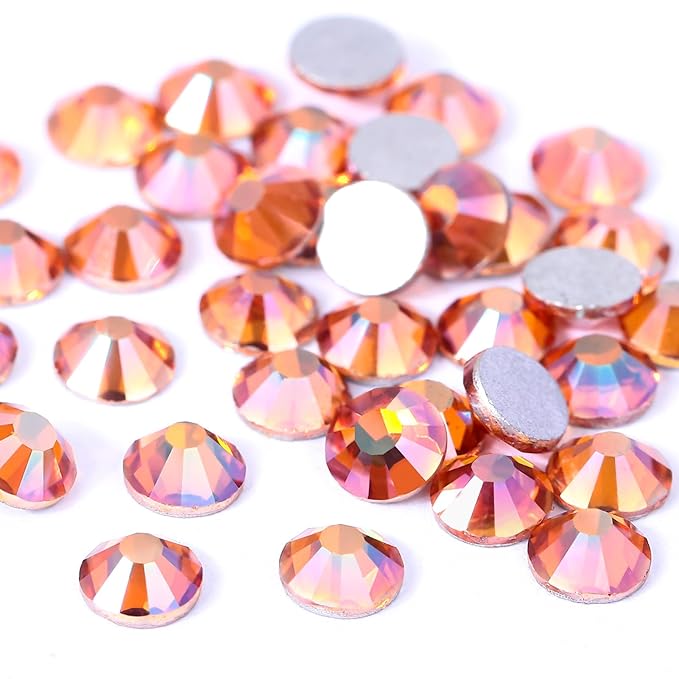 Novani Rhinestones 1440Pcs Flatback Crystal Round Loose Gemstones Glass Rhinestones for Crafts Makeup Nail Art Clothes Shoes DIY Decorations(SS20, 4.6-4.8mm,Amber)