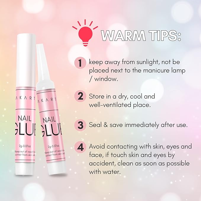 Makartt 40 Pcs Strong Nail Glue for Press on Nails, Fast Dry Quick Adhesive for Fake Nails and Acrylic Tips, Clear Professional Glue on Nails for Broken Nail Repair Salon Manicure Home DIY, Hema-Free