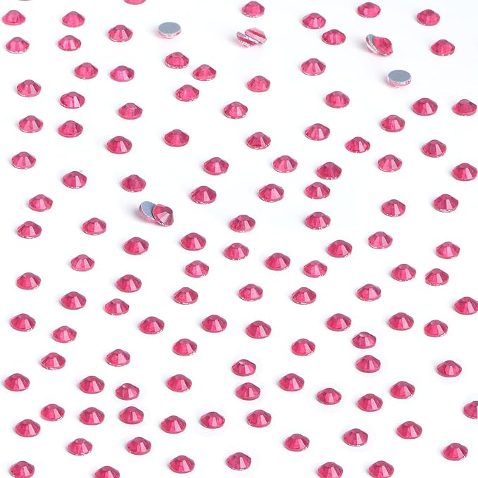 NCB 1440pcs Hot Fix Rhinestones Flatback Crystal Rhinestones for Crafts Clothes DIY Decorations (Rose, SS20 4.8mm)