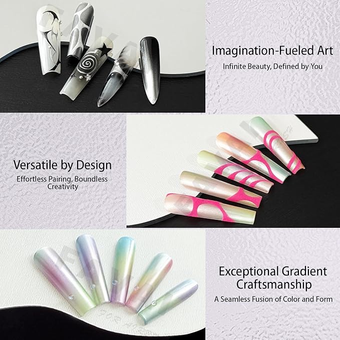 FAVAI Airbrush Gel Nail Polish,12 Chrome Color, Polish Air Gel Set, Metallic Shades, Iridescent, No Dilution,Acetone-Free,French Manicure,Ombre Nail Art