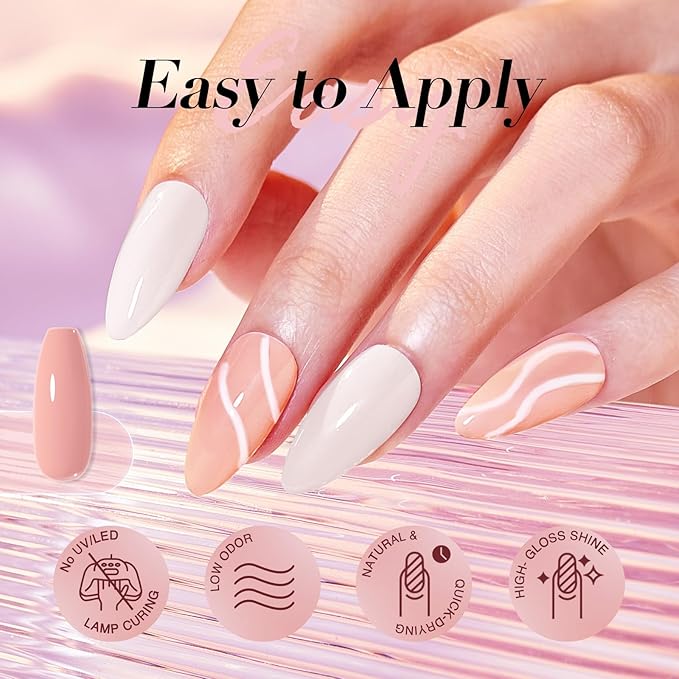AZUREBEAUTY Nude Pink Nail Polish Set (4 Colors + Top Coat), Soft Solid Shades for Natural Look, Glossy Finish, Fast Dry, No Lamp Needed