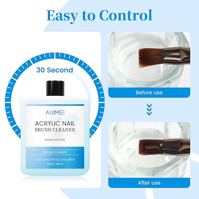 AIJIMEI 40ml Nail Brush Cleaner Easy To Clean Brushes Professional Gel Polish Brush Cleaner For Gel And Powders Acrylic Nail Brush Cleaner For Home & Salons