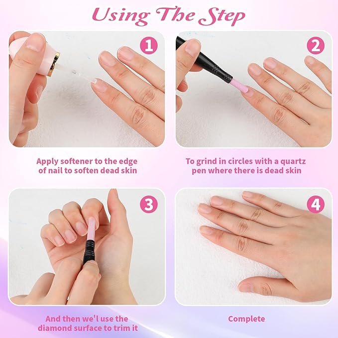 5 Pcs Round Nail File, Double-Headed Nail Polishing Pen Cuticle File Care Set Cuticle Pusher Remover Trimmer Buffer Pen Art Tools Household Beauty Salon Peeling Dead Skin Repairing