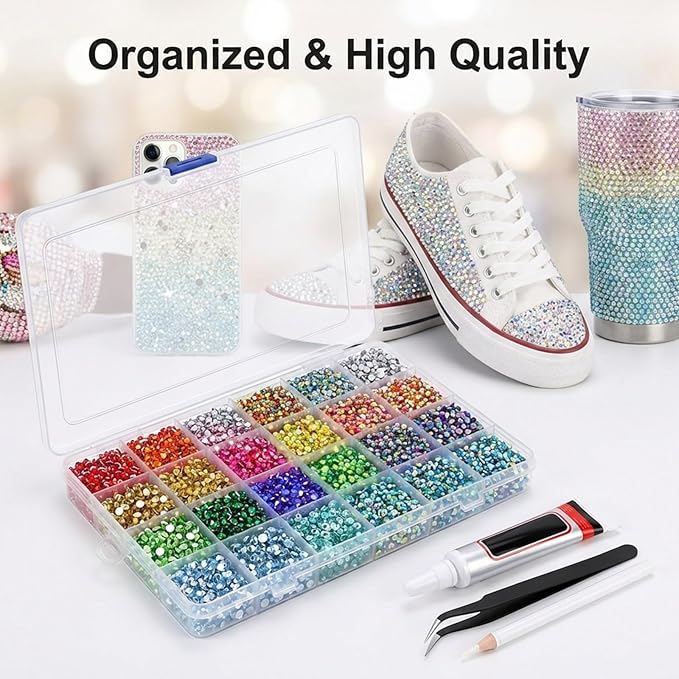 2026 New Resin Jelly Rhinestones Bedazzling Kit: 40,000Pcs 3mm Flatback Gems with Glue for DIY Crafts, Nail Art, Face Makeup, Tumblers, Shoes, Clothing Decoration (40,000 Pcs)