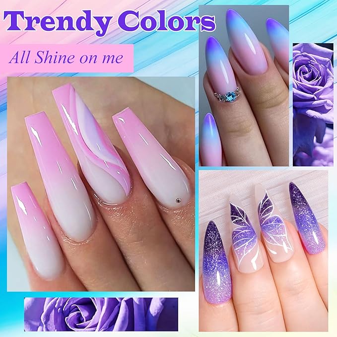 Color Changing Gel Nail Polish Set 12 Colors Temperature Mood Changed Glitter Pink Purple Soak Off UV/LED Nail Art Design Kit Manicure Gifts for Women Girls 8ml