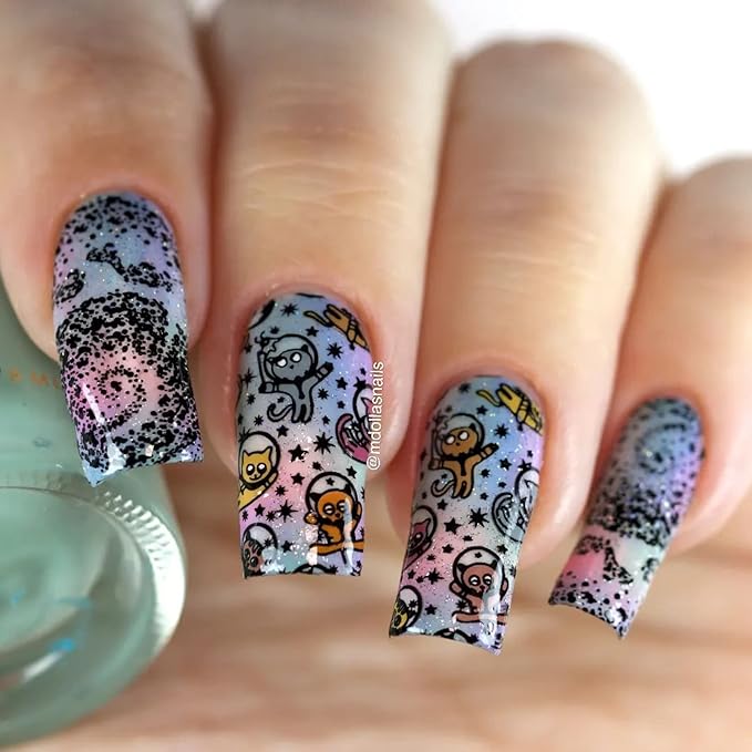 Whats Up Nails - B068 Totally Spaced Out Stamping Plate for Nail Art Design