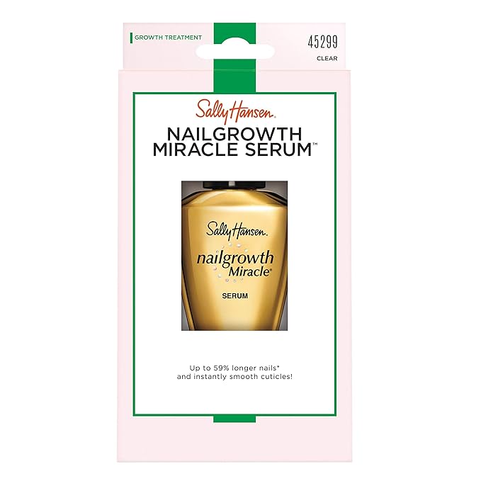Sally Hansen Nail Treatment Nailgrowth Miracle® Nail Strengthener | Nail Serum with Biotin & Peptides | Strengthens, Protects & Promotes Growth | Clear Nail Polish