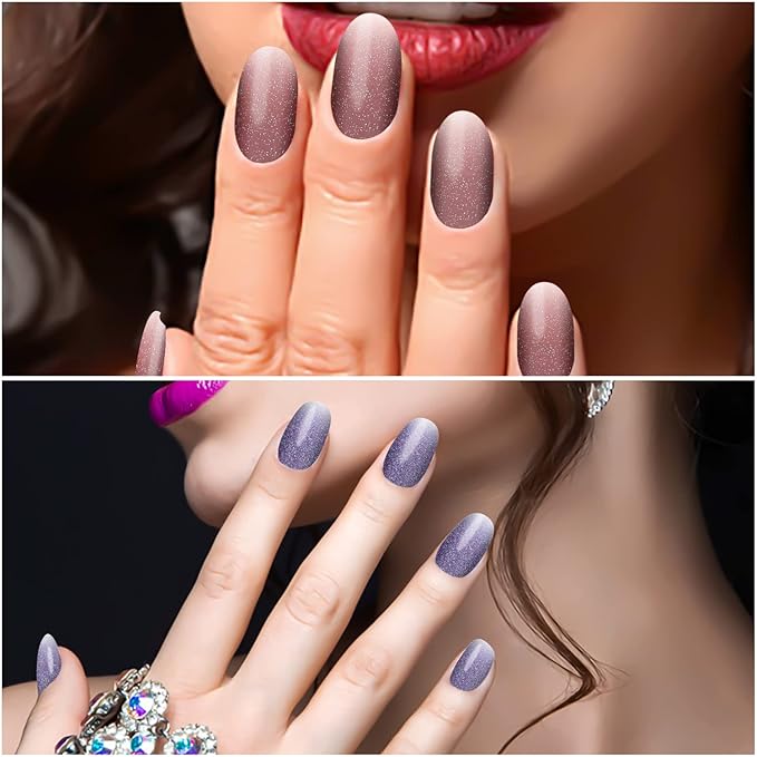 DANNEASY 16 Sheets Nail Polish Strips Full Nail Wraps Self Adhesive Nail Polish Stickers Gel Nail Strips Sticker Nails for Women Nail Art Accessories with 1pc File, Cuticle Stick (Gradient Glitter)