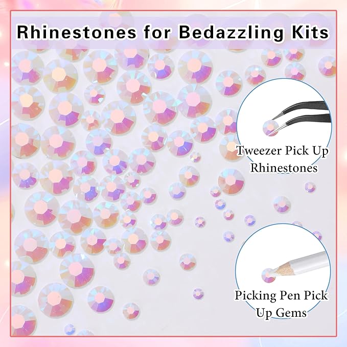 RODAKY Resin Jelly Rhinestones for Crafting Bedazzling,2-6MM Rhinestones for Nails Art,Jelly White AB Nail Rhinestone and Gems,Nail Diamond Flatback Gems Crystals Charms for Nail Design DIY Makeup