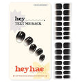 Heyhae Semi Cured Gel Nail Strips | No LED Lamp Needed | Ombre, Black | Easy Apply & Remove, Salon Quality | Includes 28 Strips, 1 Prep Pads, Nail File & Wooden Stick - Hey, Text Me Back