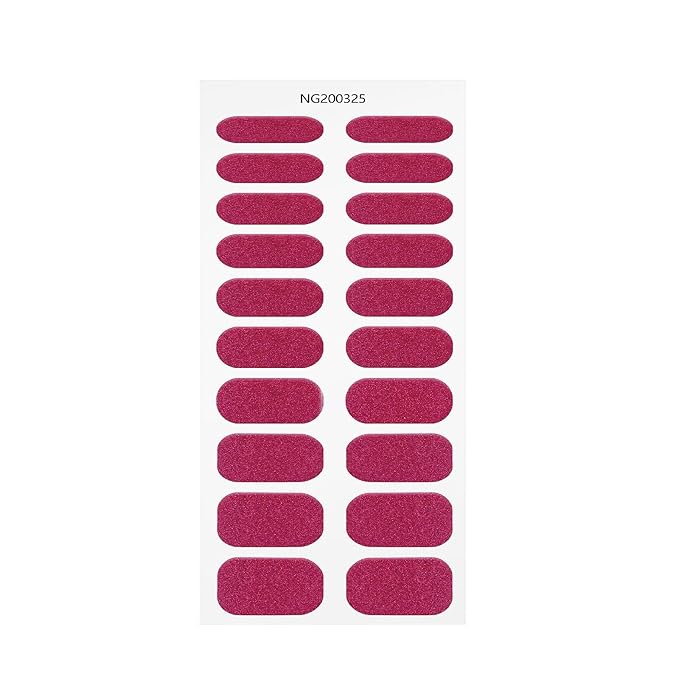 JMEOWIO Gel Nail Stickers Red Glitter Semi Cured Gel Nail Strips Wraps UV/LED Nails Art Design Decoration Accessories