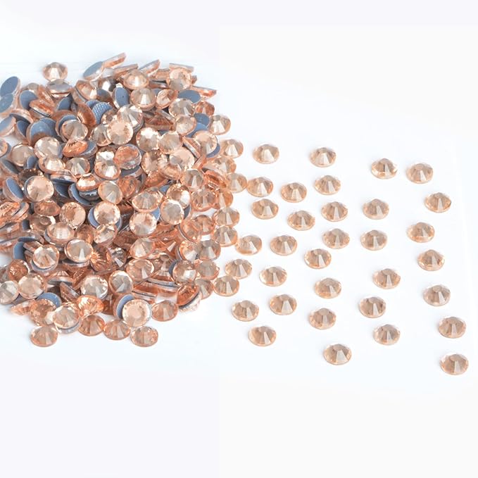 2880 Pieces SS16 Lt.Peach Hotfix Rhinestones Flatback Round Crystal Glass Rhinestones Gems for Crafts Nail Face Art Clothes Shoes Bags DIY