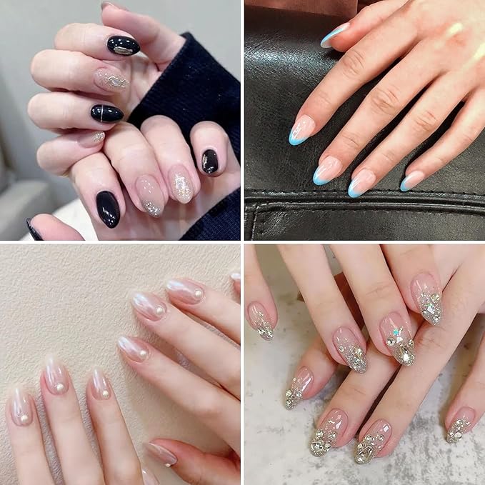 1008pcs Short Almond Shaped Nail Tips Half Matte Full Cover Fake Nails Press On Nails For Acrylic Nails Professional