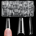 krofaue 600PCS Half Cover Coffin Nail Tips - Acrylic Nail Tips 12 Size Clear False Nails Tips with Box for Nail Salons and Home DIY (Clear)