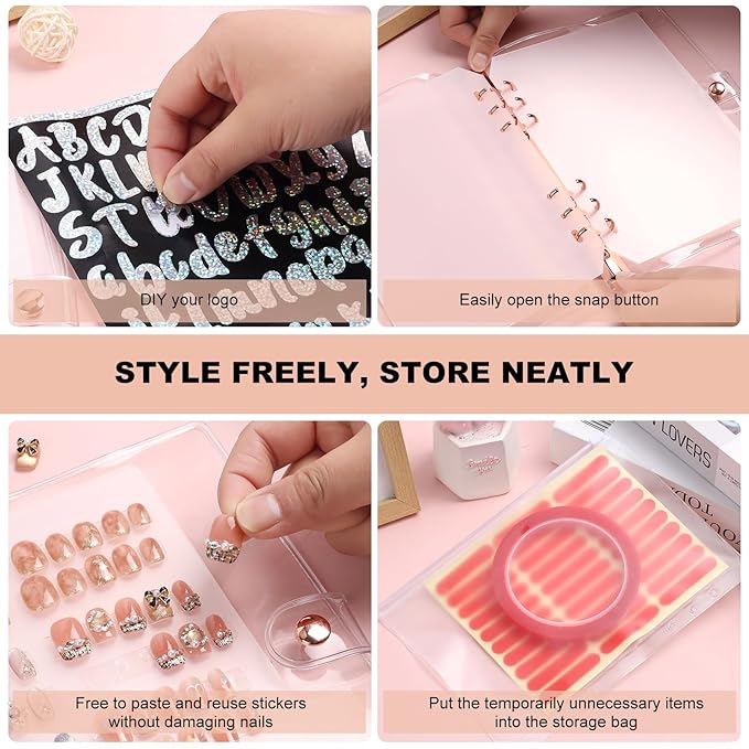 Press On Nail Organizer 40 PCS Clear Empty Press On Nail Storage Press On Nail Packaging for Fake Nail Storage Nail Display Nail Salon Press On Nail Supplies Organizer with Nail Tape