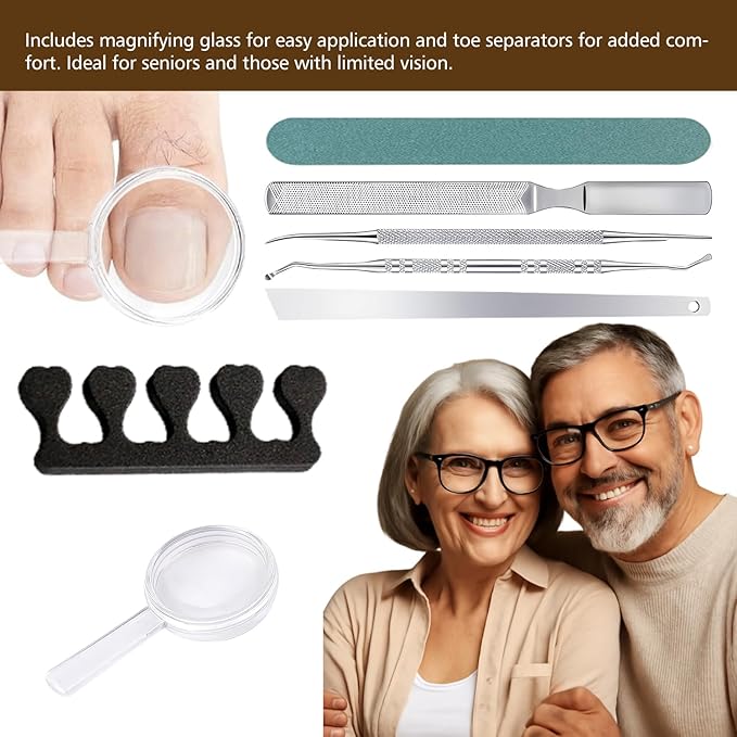 Ingrown Toenail Corrector Set with Magnifier and Correction Strips, Professional Ingrown Toenail Treatment Tools Set, Safe and Effective Nail Care for Home Use