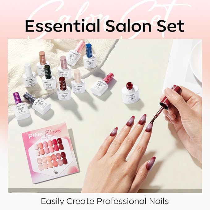 modelones 12Pcs 15ML Gel Nail Polish Set , Same Color Same Bottle Jelly Nude Pink Red Beige Skin Tones Neutral Brown Hema-free Gel Polish Kit 2026 Spring Soak Off Gel Polish Set Manicure Nail Art DIY