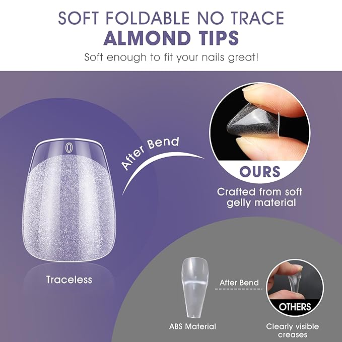 Extra Short Coffin Nail Tips:240PCS Soft False Nail Gel Tips Full Cover Acrylic Clear Fake Press On Nails for Extensions Women Manicure DIY 12 Sizes