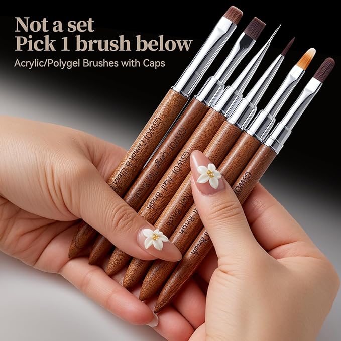Acrylic Nail Brush & French Tip Brush-Salon French Manicure Tool with Firm Flat Head,Streak-Free One Stroke Design,Nail Art Cleaning Brush