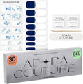 Semi Cured Gel Nail Strips with 30 Pieces - UV Gel Stickers, Manicure Kit, Easy Application Wraps Includes Prep Pads, Nail File, Wooden Stick - UV Light Required (Porcelain)