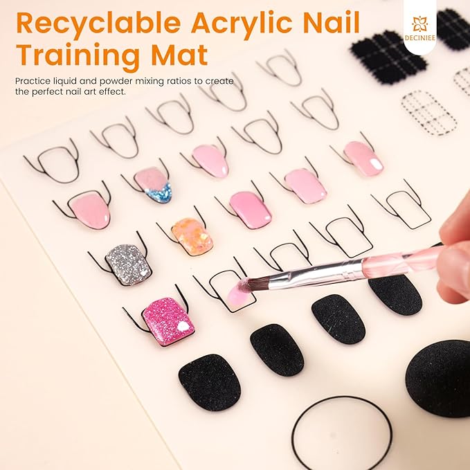 Acrylic Nail Kit for Beginners: Monomer Acrylic Nail Liquid Powder with Practice Hand U V Light Drill French Tips Training Mat for Nail Starters with Everything Home Salon Gift Set (Pink)