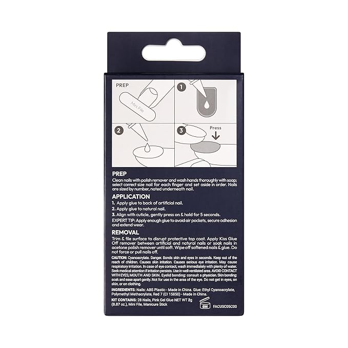 KISS Gel Fantasy, Press On Nails, Nail glue included, 'Hottiest Thing', White, Short Size, Coffin Shape, Includes 28 Nails, 2g glue, 1 Manicure Stick, 1 Mini File