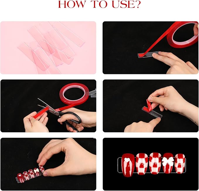 100Pieces Transparent Nail Display Stand Holder with 9.8ft Double Sided Tape Nail Boxes Packaging for Press On Nail Art Acrylic Fake Nail Tips Display Stand with Removable Mounting Tape for Nail Salon