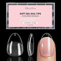 MelodySusie Extra Short Almond X Nail Tips - 300Pcs 15 Sizes Clear Acrylic,Half Matte Full Cover Press on Nails for DIY Extension & Salon Use, Pre-Shaped for Long-Lasting Manicure