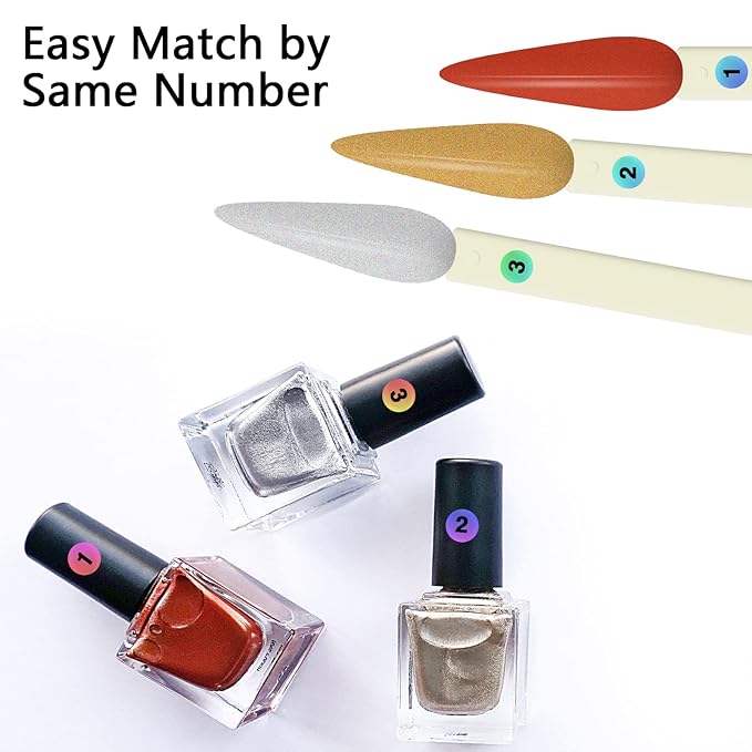 100 ps Nail Swatch Sticks with Number Stickers, Color Display Stiletto Tips, Fan-shaped Practice Sticks, Nail Art Display/Color Wheel (Natural)