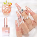 Double Rhythm 0.5Oz Glitter Gel Polish Same Color Same Bollte Shimmer Reflective Color for Nail Art Salon DIY Soak Off 15ml Nail Lamp Gel Polish at Home (Shell Peach-B1206)
