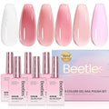 Beetles Nude Gel Nail Polish Set - 6 Colors Hema Free Summer 15ML Jelly Gel Polish Neutral Nude Pink Milky White Sheer Translucent Effect Full Size Soak Off UV Salon Colorful Bottle Gel Gift for Women