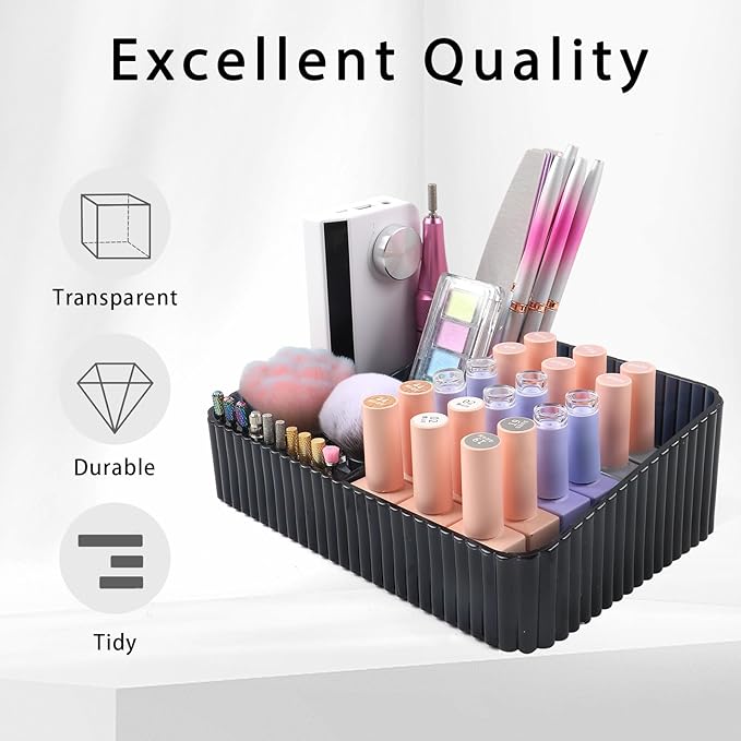 Nail Drill Machine & Bits Storage Box, 10 Holes Transparent Acrylic Drill Bit Holder, Plastic Nail Drill Tool Displayer Holder Case for Nails, Nail Drill Grinding Bit Organizer (Black)