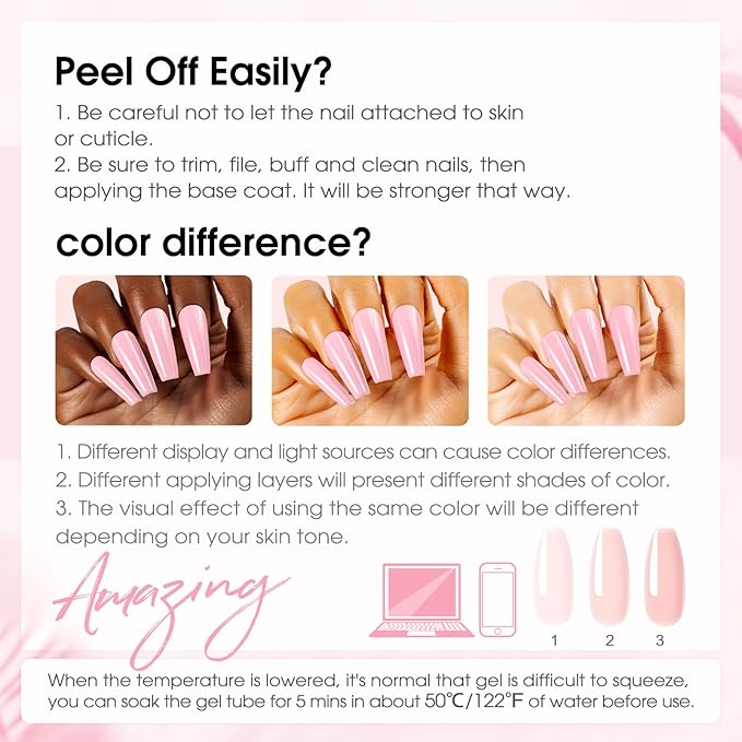ROSALIND White Nude Brown Christmas Poly Nail Gel, 6 Colors 0.34 oz/10 ml Poly Extension Gel Nail Enhancement Builder for French Manicure Home Salon Design Need U V/LED Lamp Fall Colors