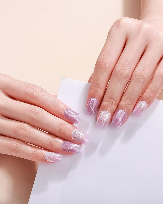 Semi Cured Gel Nail Strips - 20pcs Glaze Gel Stickers, Salon Quality DIY Wraps, Easy to Apply, UV Light Required