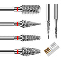 CGBE Nail Drill Bits, 6 Piece Nail Drill Bit Grinding Heads Carbide Machine Accessories for Manicure Remove Acrylic or Hard Gel Polygel, 3/32 Inch Professional Bits for Nail Cutter - Fine