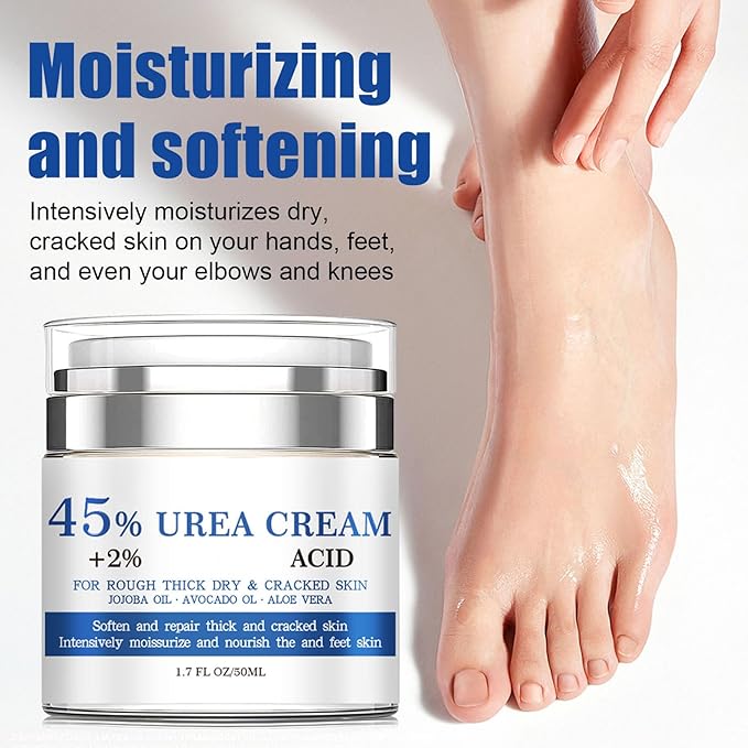 NovaCharm 45% Urea Cream with 2% Acid, Urea Foot Cream 45 Percent for Feet & Hands - Maximum Strength Foot Moisturizer for Rough, Dry, Thick & Cracked Skin, Callus Remover, Deep Hydration
