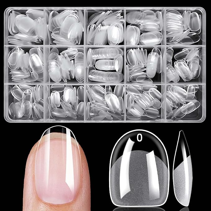 420pc Extra Short Oval Gel Nail Tips Clear Fake Nails, XS Clear Press on Nails Short Round Almond Soft Gel Nail Tip Acrylic Nail Full Cover False Artificial Fingernail for Nail Extension Press-ons