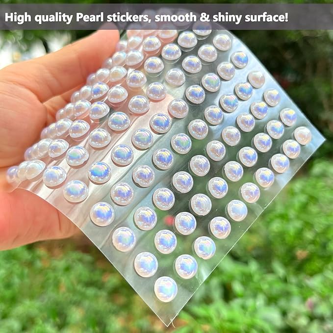 2100Pcs Self Adhesive Pearls and Rhinestone Sticker, Stick on Rhinestone Hair Gems Body Art Stickers Face Pearls Stick on Face Gems for Nail Art, Makeup, Crafts, Scrapbooking