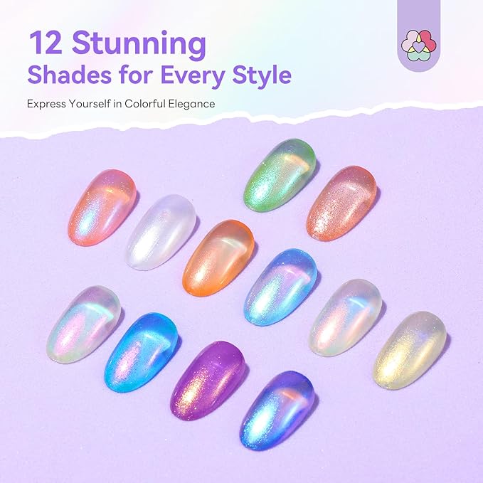 SAVILAND Nail Polish Set: Quick Dry Nail Polish 12-Free Colors Glitter Nails Polish Mermaid Pearl Top Coat Polish for Women Girls Clean Nails Nail Art DIY Home Gift