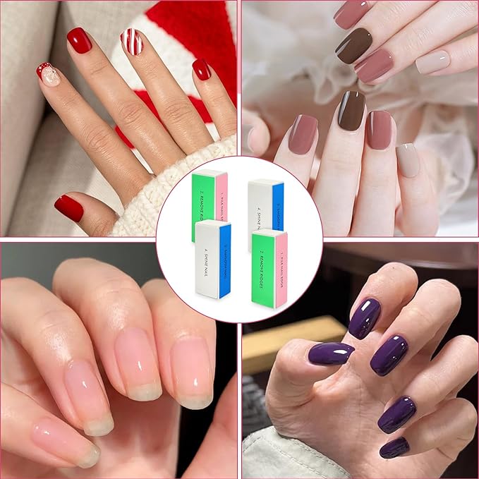 6-Pack Large Square Sponge Nail Buffer Block, 4-Way Nail File and Buffer for Smooth and Shiny Nails, Manicure and Pedicure Essentials